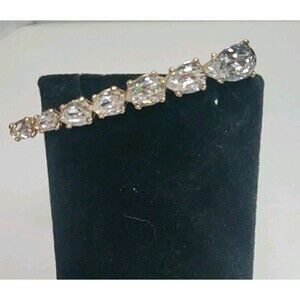 Christian Dior Gold Tone With Swarovski Crystals Graduated Brooch 2.58 Inch